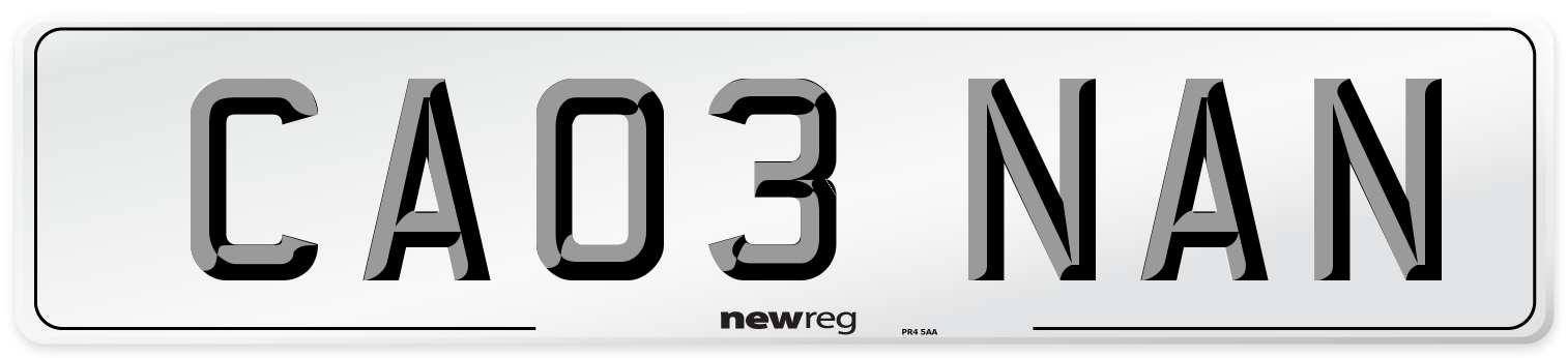 CA03 NAN Number Plate from New Reg